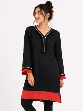 Anthropologie NEERU KUMAR Women's Size Small Black Frilled Long Sleeved …